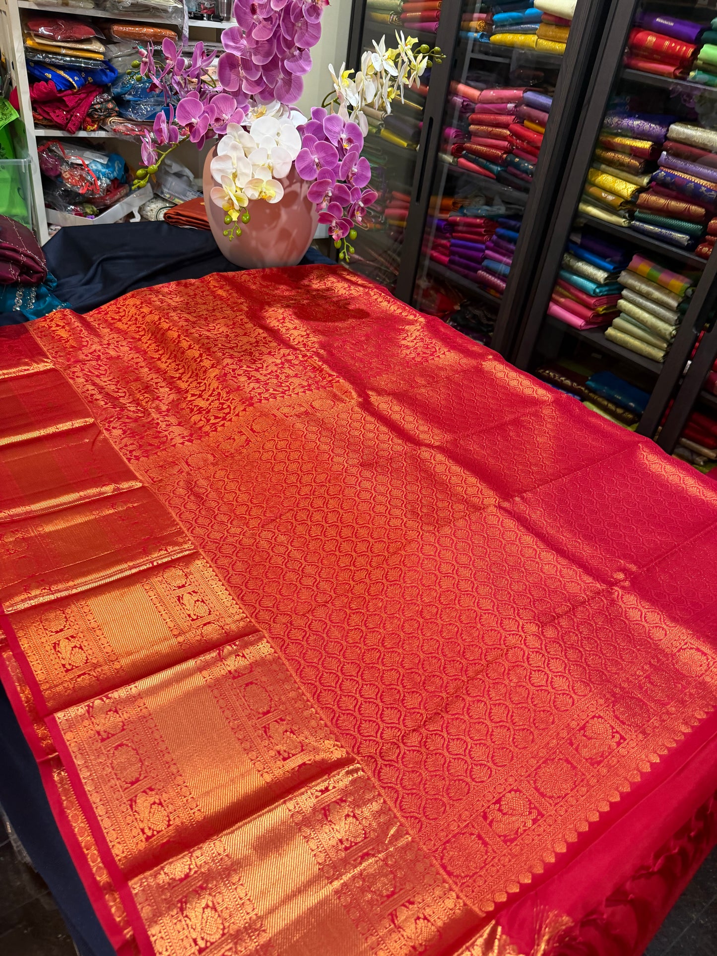 Bridal Red Kanchipuram Pure Silk Saree Kanjivaram Sari SPK460