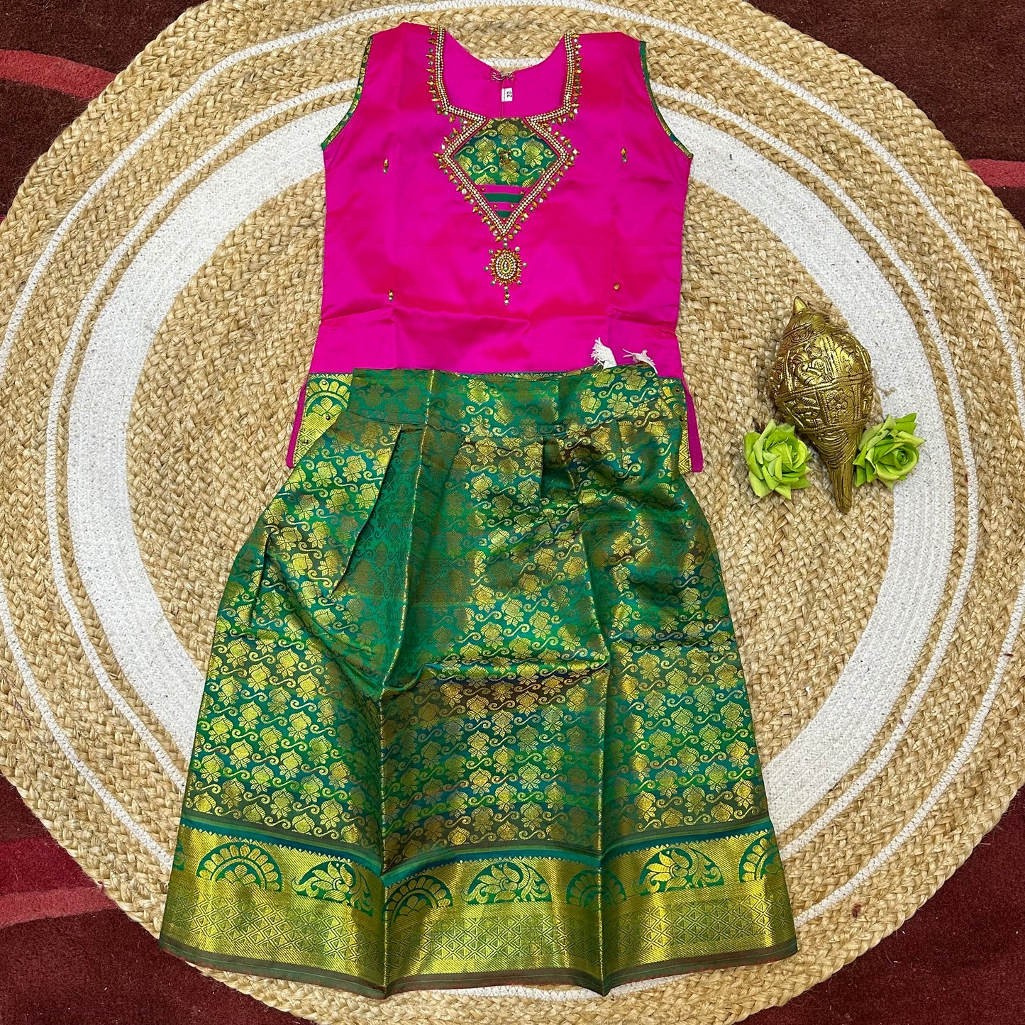 20”Size 2 Indian Lehenga Pattu Pavadai Sattai Skirt Top G17