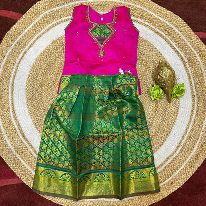 20”Size 2 Indian Lehenga Pattu Pavadai Sattai Skirt Top G17