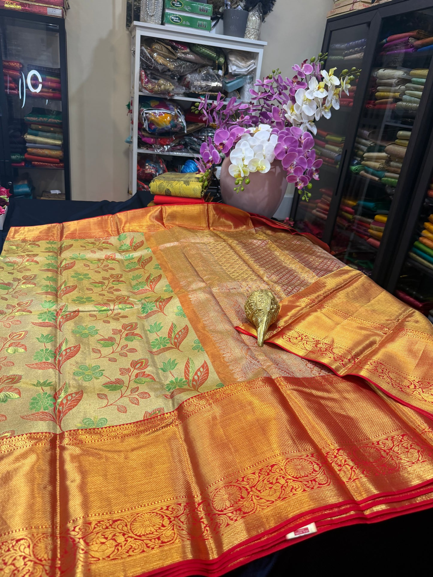 Kanchipuram Pure Silk Saree Bridal Tissue Kanjivaram Sari SPK240