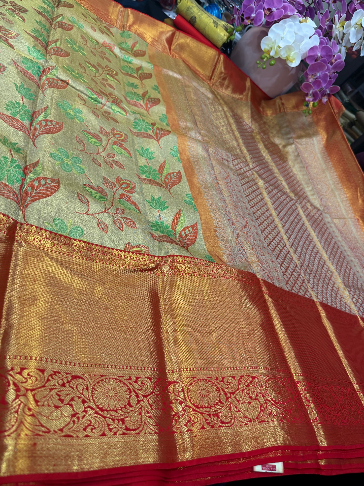 Kanchipuram Pure Silk Saree Bridal Tissue Kanjivaram Sari SPK240