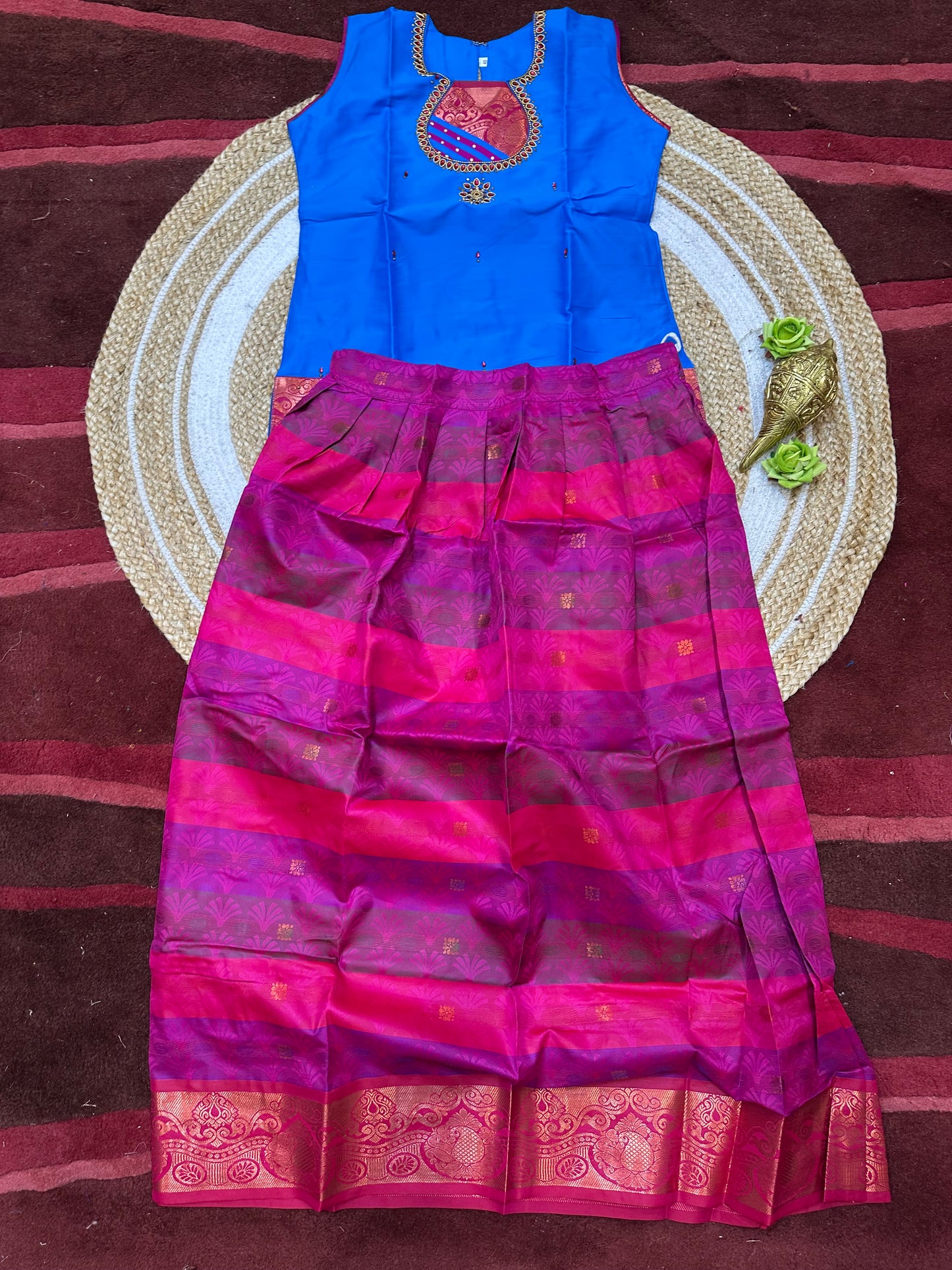 40”kids wear Lehenga Pattu Pavadai Sattai Skirt Top G51