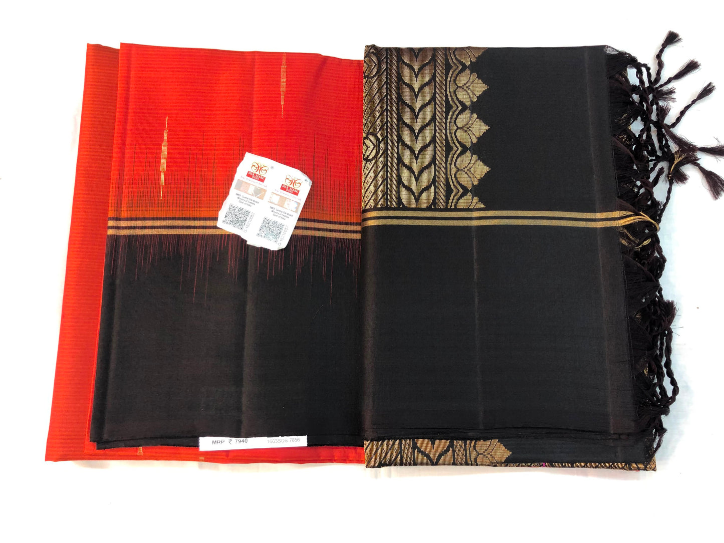Kanchipuram Pattu Soft Silk Saree Pure Silk Bridal Sari Orange | SS23