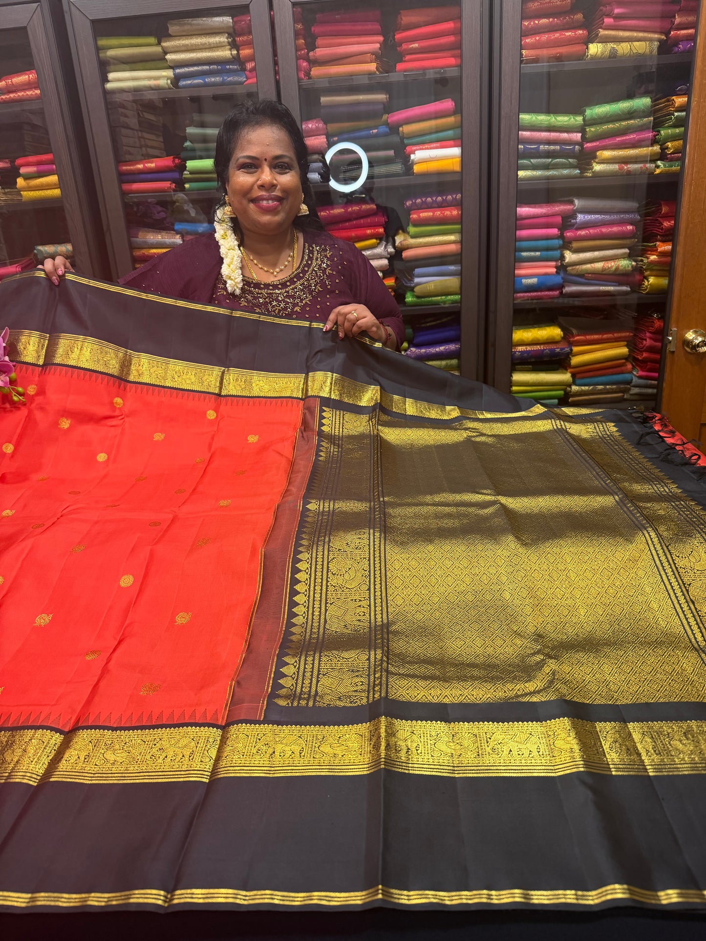 Vintage Kanchipuram Pure Silk Saree Bridal Kanjivaram Sari SPK299