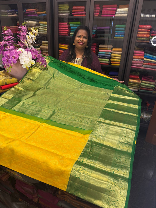 Korvai Kanchipuram Pure Silk Saree Bridal Kanjivaram Sari SPK240