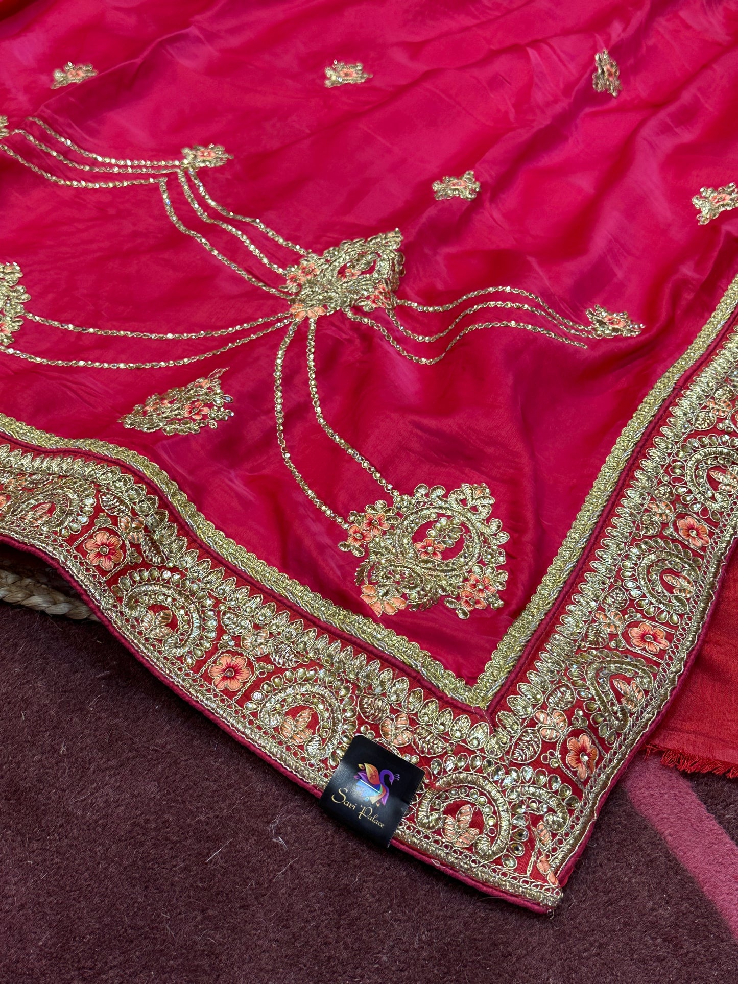 Reddish Pink Fancy Party Sari Indian Saree S38