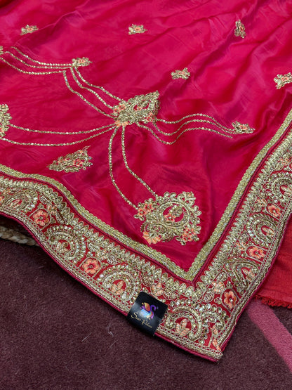 Reddish Pink Fancy Party Sari Indian Saree S38