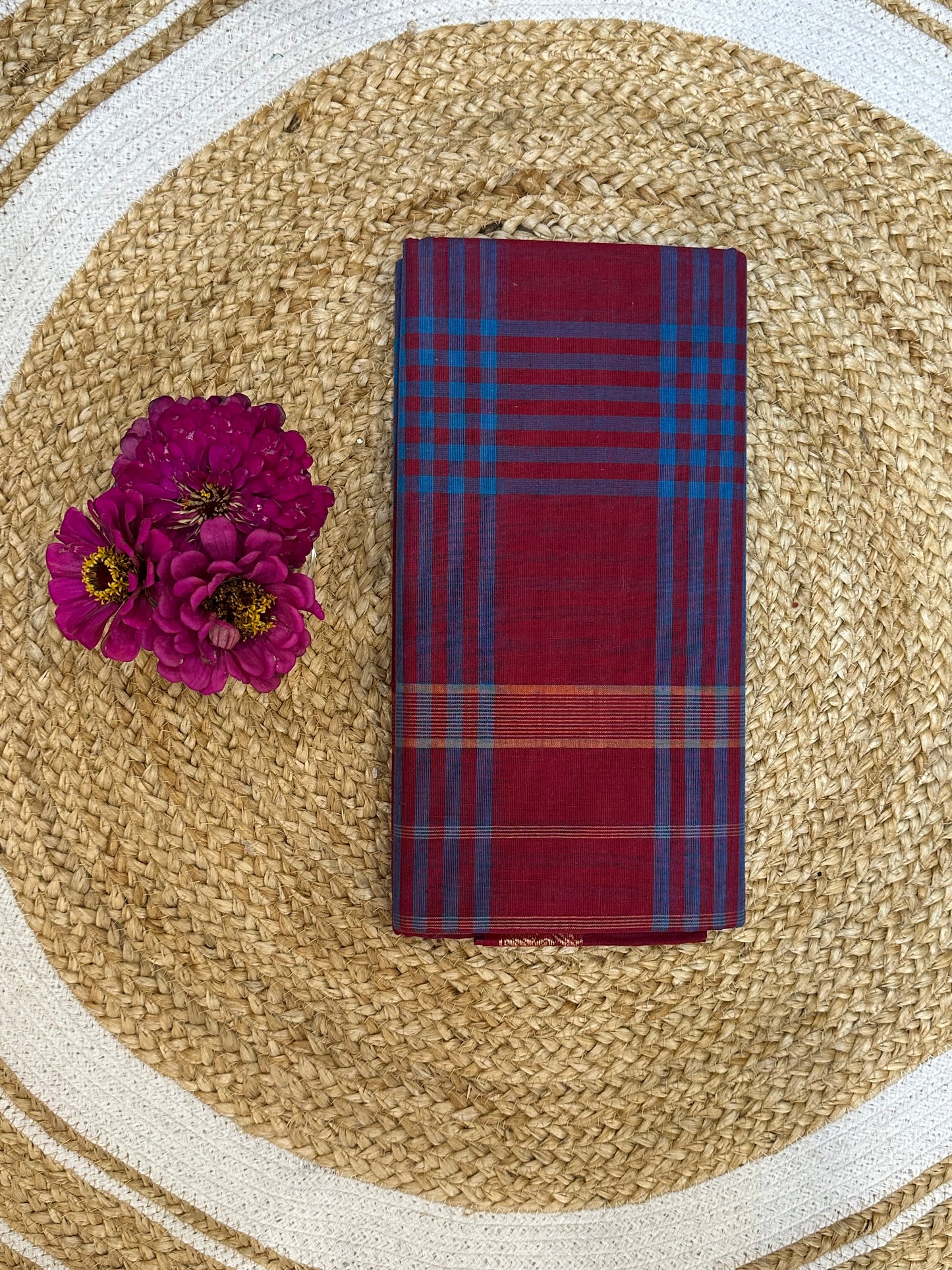 Sungudi Cotton Sari checked Indian Saree S60