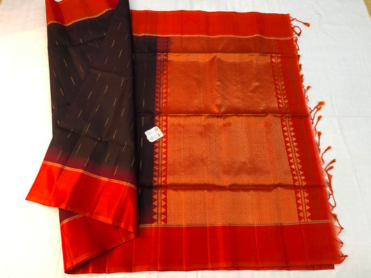 Pattu Soft Silk Indian Saree Pure Silk Sari Black Red SS50