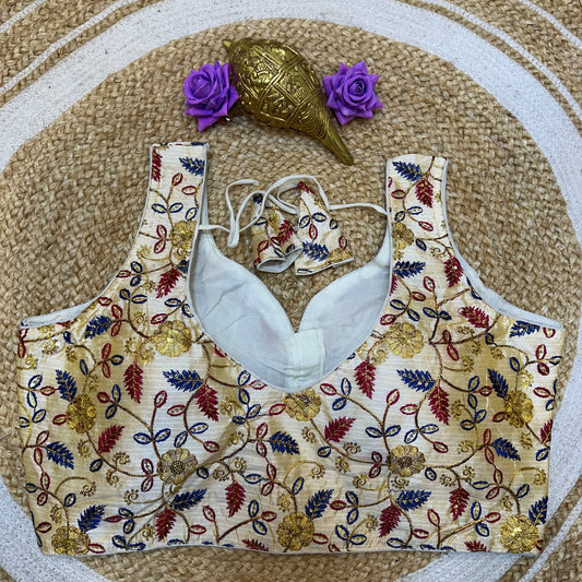 42” with margin up to 48” Size 12 Cream Sari Blouse Indian Saree Top B410