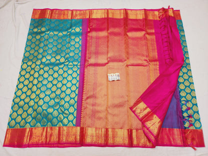 Kanchipuram Pure Silk Saree Blue & Pink Kanjivaram Sari| SPK120