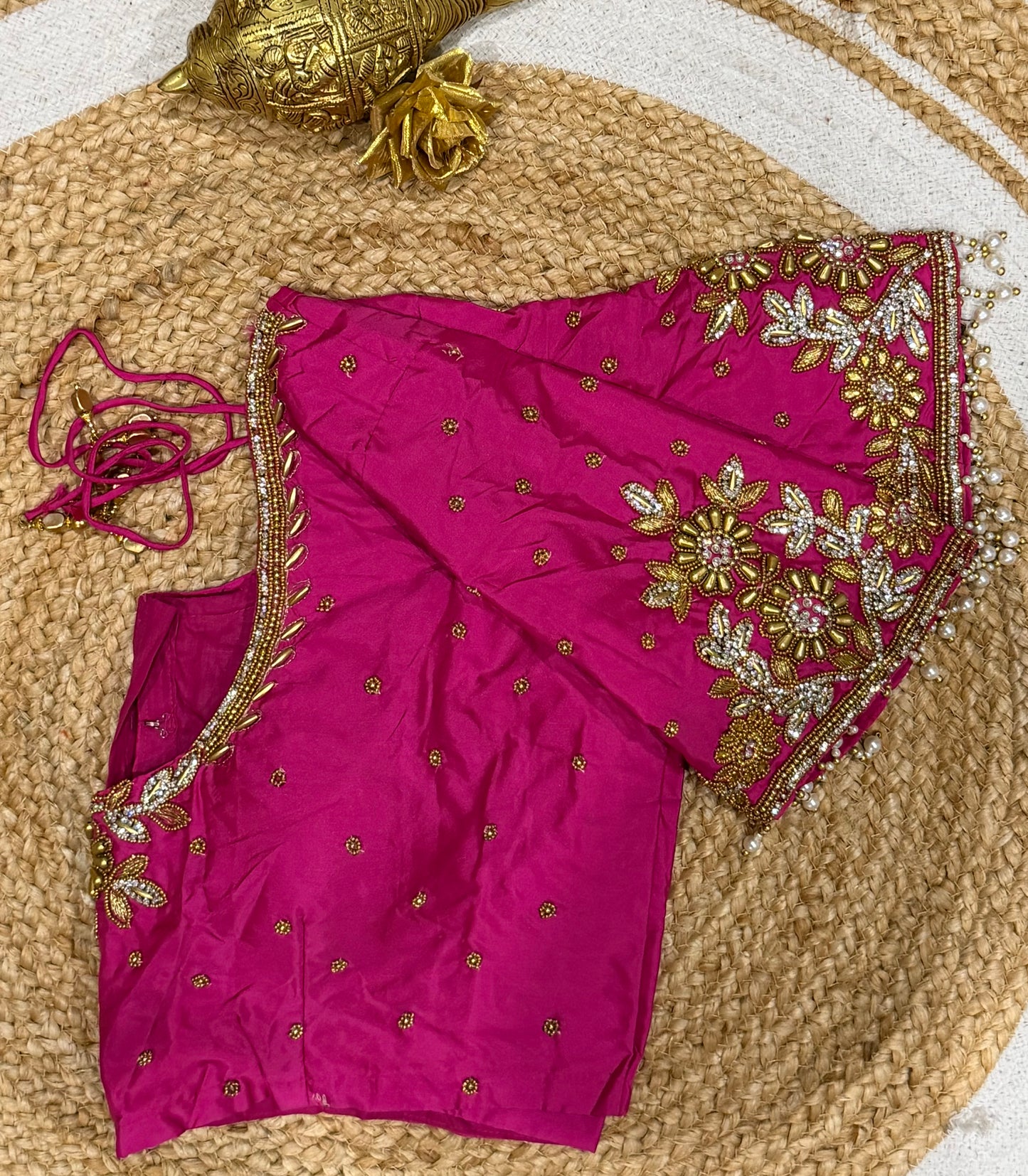 42” XL Size 12 size Aari Worked Sari Blouse Indian Saree Top Pink B170