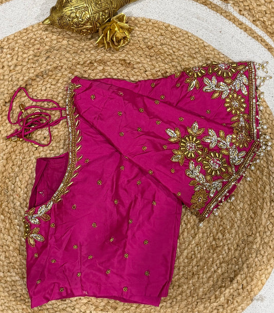 42” XL Size 12 size Aari Worked Sari Blouse Indian Saree Top Pink B170