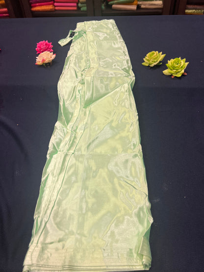 Sari Petticoat Satin Underskirt Saree Skirt Pastel Green P3