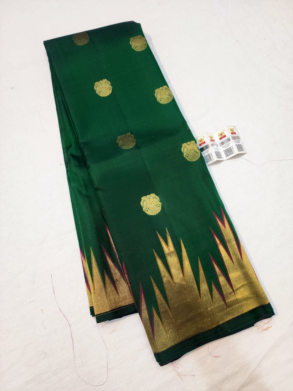 Kanchipuram Pure Silk Saree Bridal Green Kanjivaram Sari SPK257