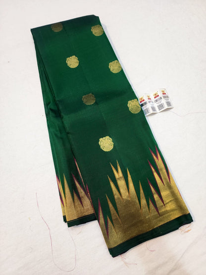Kanchipuram Pure Silk Saree Bridal Green Kanjivaram Sari SPK257