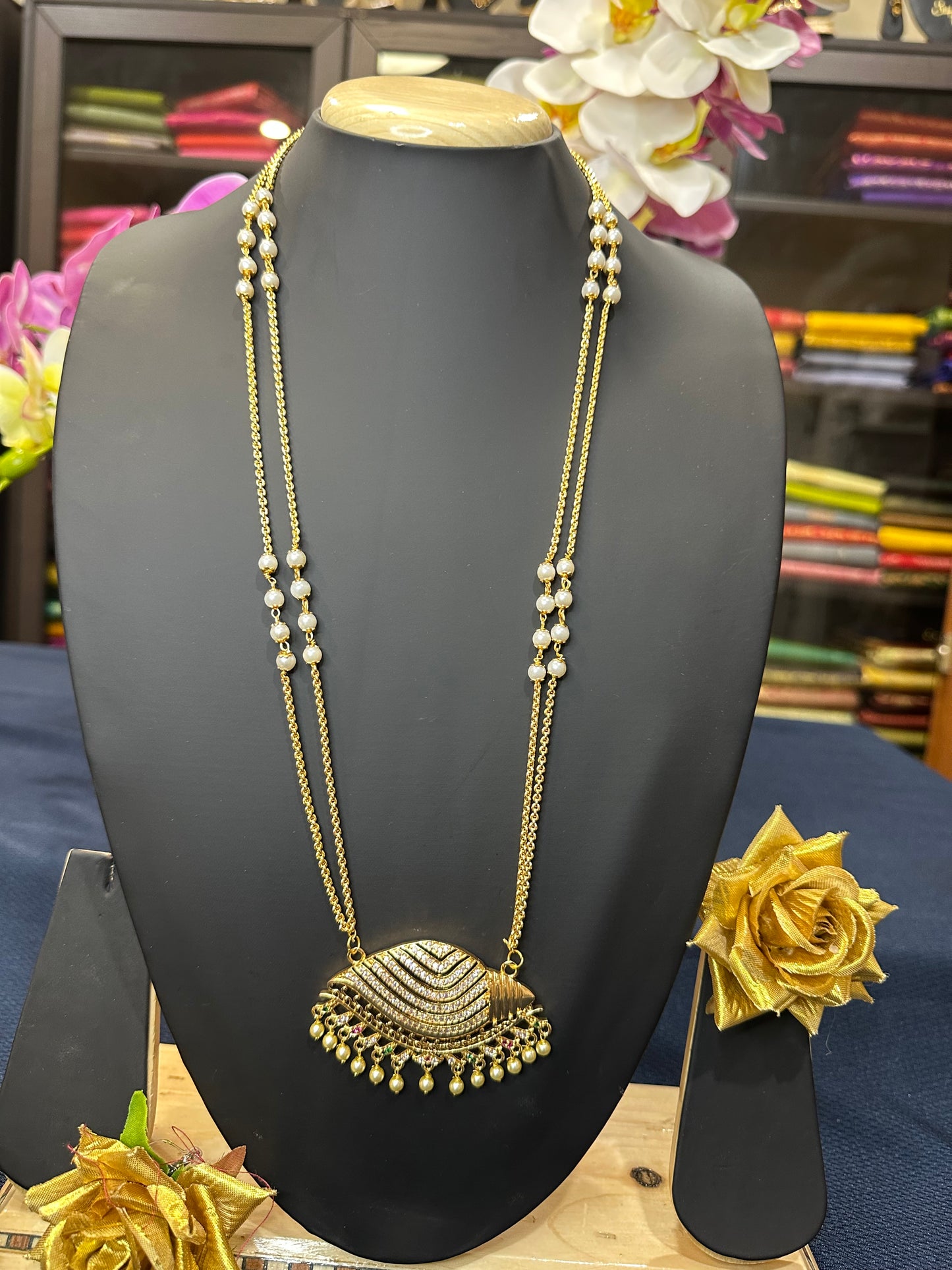 Impon Indian Necklace Multi Sanku Conch Pathakkam Haram N21