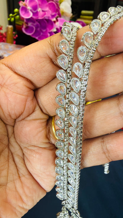 Brass Silver Rhodium Polished Indian Payal Kolusu Anklets P3