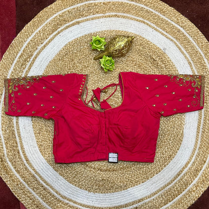 38” M Size 8 Aari Worked Sari Blouse Indian Saree Hot Pink B311