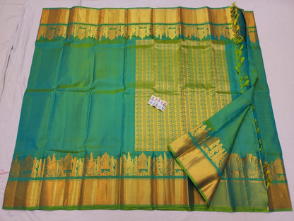 Bridal Kanchipuram Pure Silk Saree Green & Gold Kanjivaram Sari| SPK082