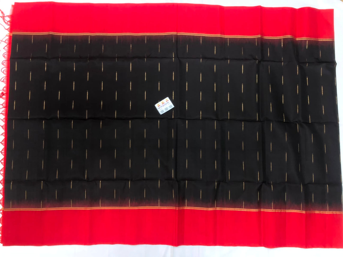 Pattu Soft Silk Indian Saree Pure Silk Sari Black Red SS51