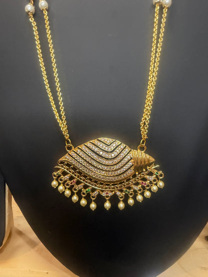Impon Indian Necklace Multi Sanku Conch Pathakkam Haram N21
