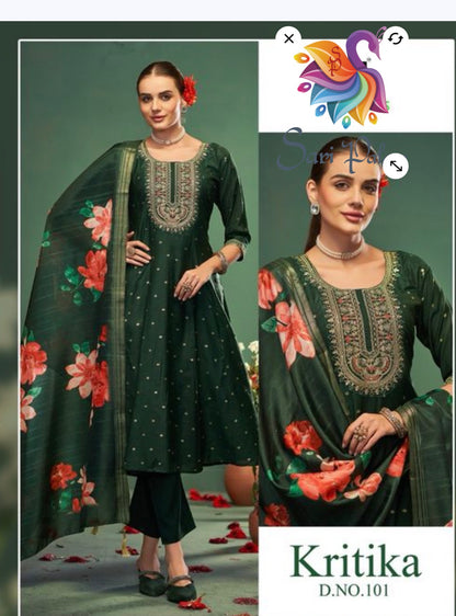 Indian Pakistani Ladies Outfit Bottle Green Salwar Kameez Kurti Suit EID SS36