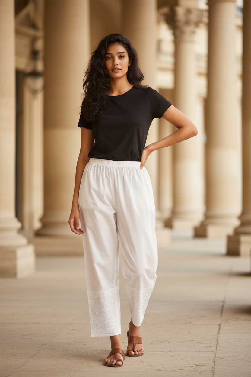 L to XL Indian size stretchable  White Pants P5