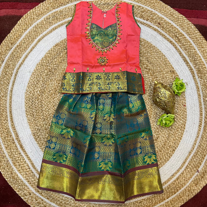 Indian Lehenga Pattu Pavadai Sattai Skirt Top G31