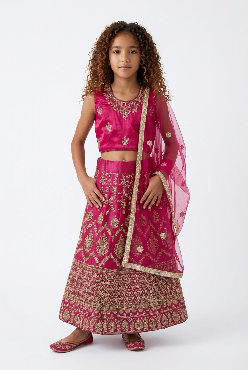 28” Size Age 6 Blue Indian Lehenga Pavadai Sattai Skirt Top G76 Col 2