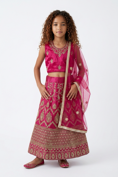 28” Size Age 6 Blue Indian Lehenga Pavadai Sattai Skirt Top G76 Col 2