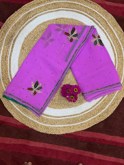 Chiffon Casual soft Sari Indian Fancy Saree Maroon S16