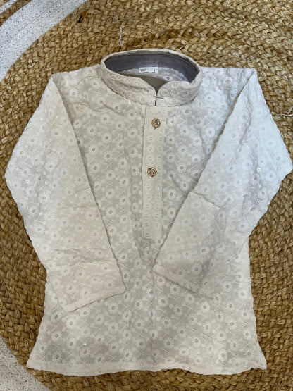 Size 1 Age Boys Sherwani Outfit Cotton White K2
