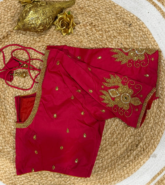 42” XL Size 12 size Aari Worked Sari Blouse Indian Saree Top Pink B167