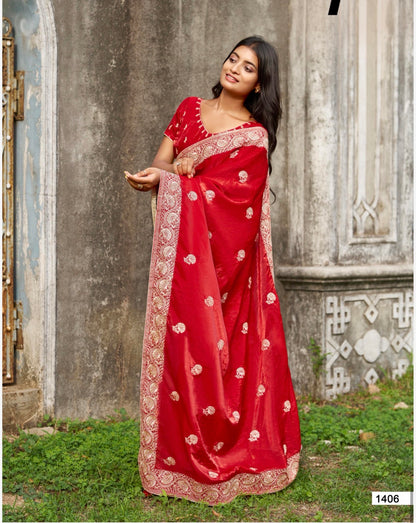 Indian Fancy Party wear Saree Fendi Silk Bollywood Sari C32