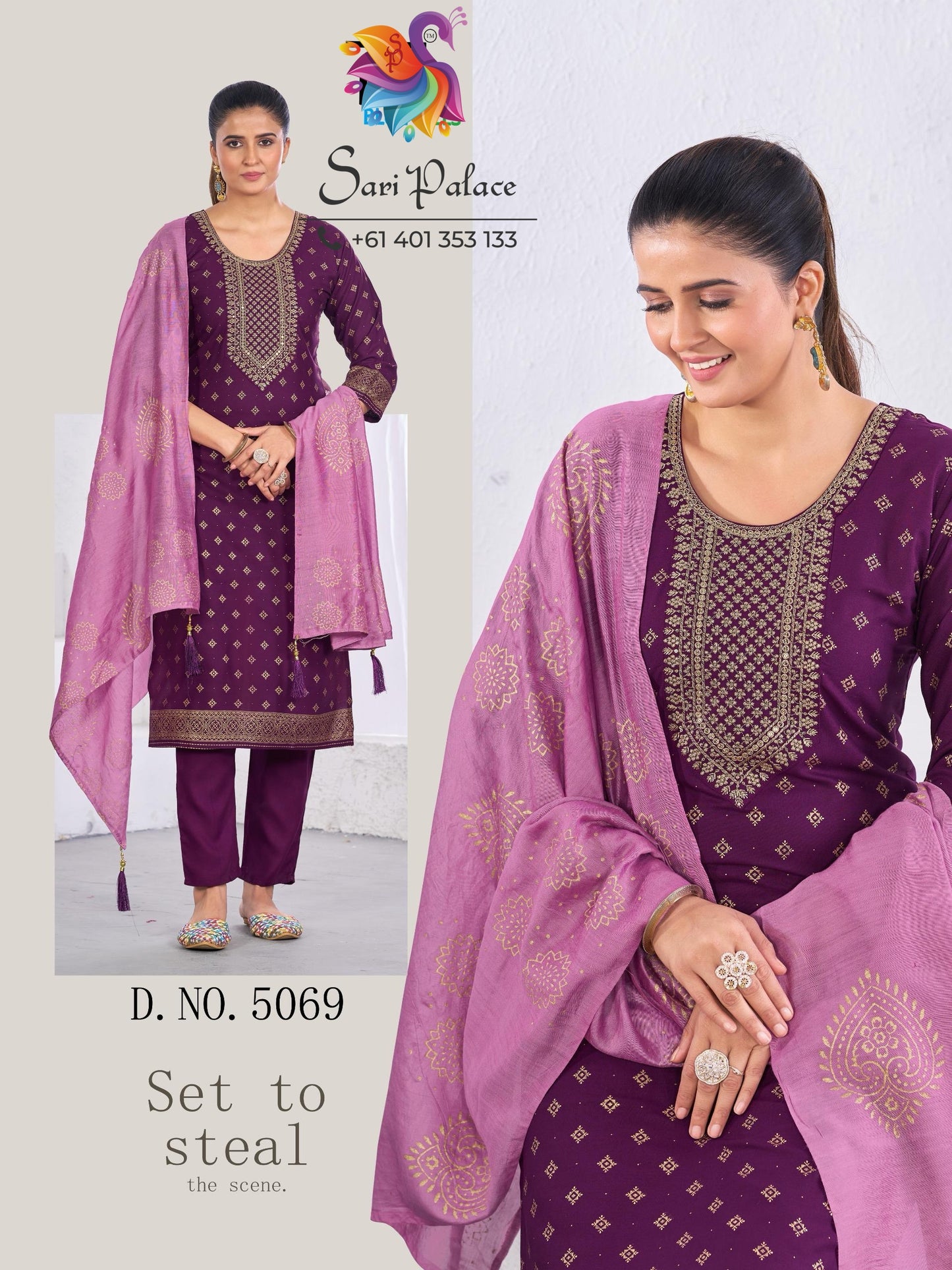 Indian Ladies Outfit Blue Rayon Salwar Kameez Kurti Suit SS30