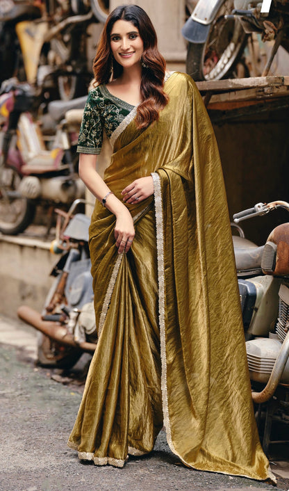 Indian Fancy Party wear Saree Fendi Silk Sari Green S137