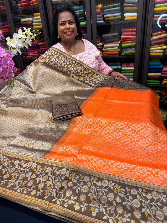 Bridal Kanchipuram Meenakari Pure Silk Saree Kanjivaram Sari SPK477