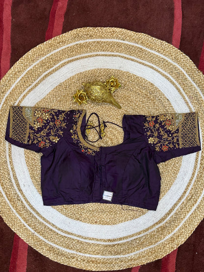 40” Size 10 Aari Worked Sari Blouse Indian Saree Top Silk B82