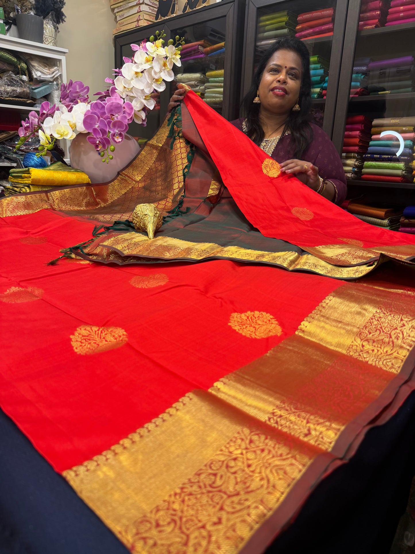 Kanchipuram Pure Silk Saree Bridal Kanjivaram Sari SPK240