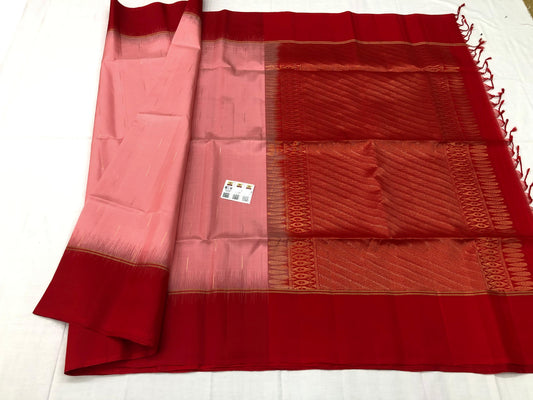 Pattu Soft Silk Indian Saree Pure Silk Sari Pink Red SS48