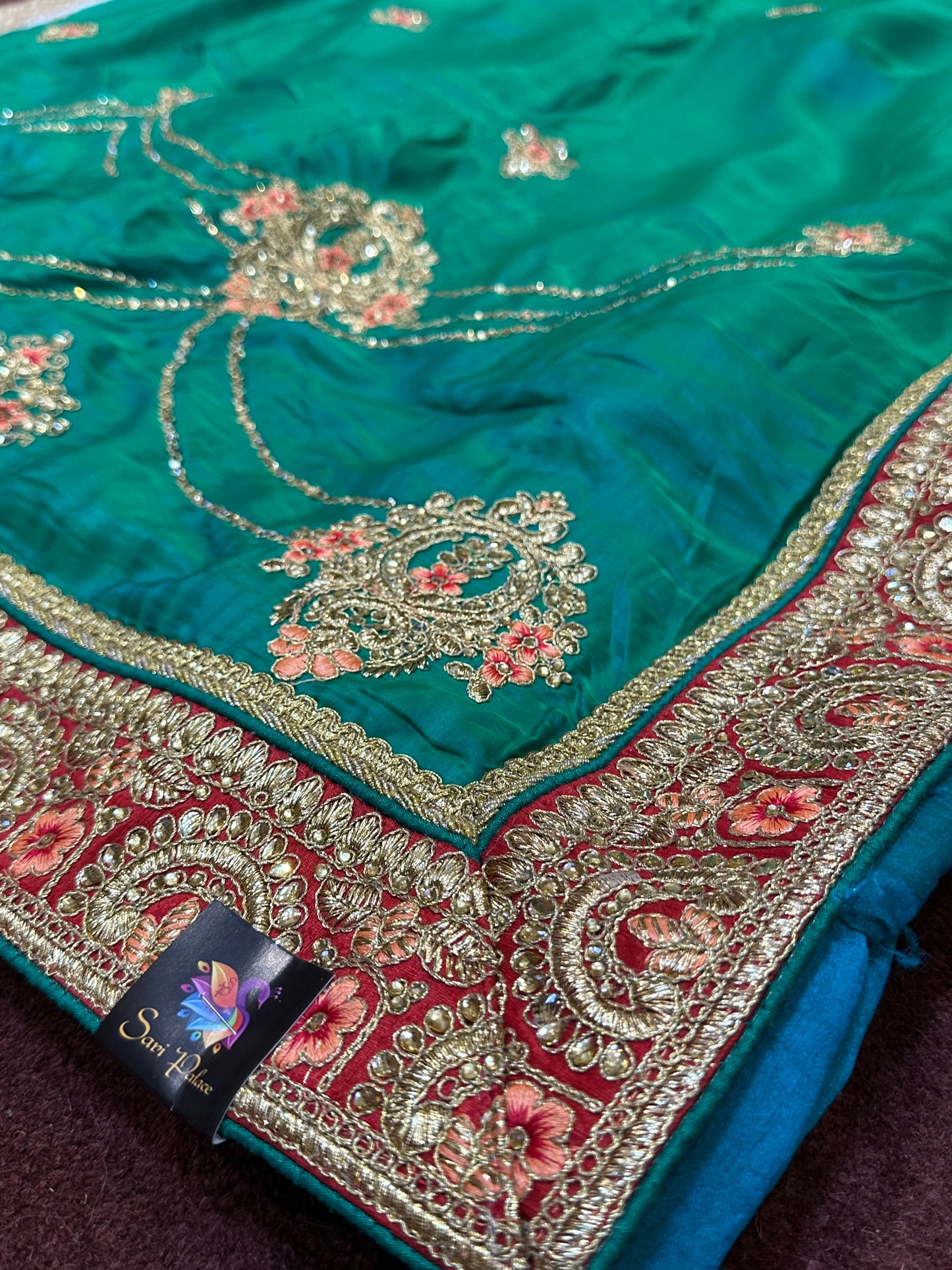 Green  Fancy Party wear Sari Indian Saree S39