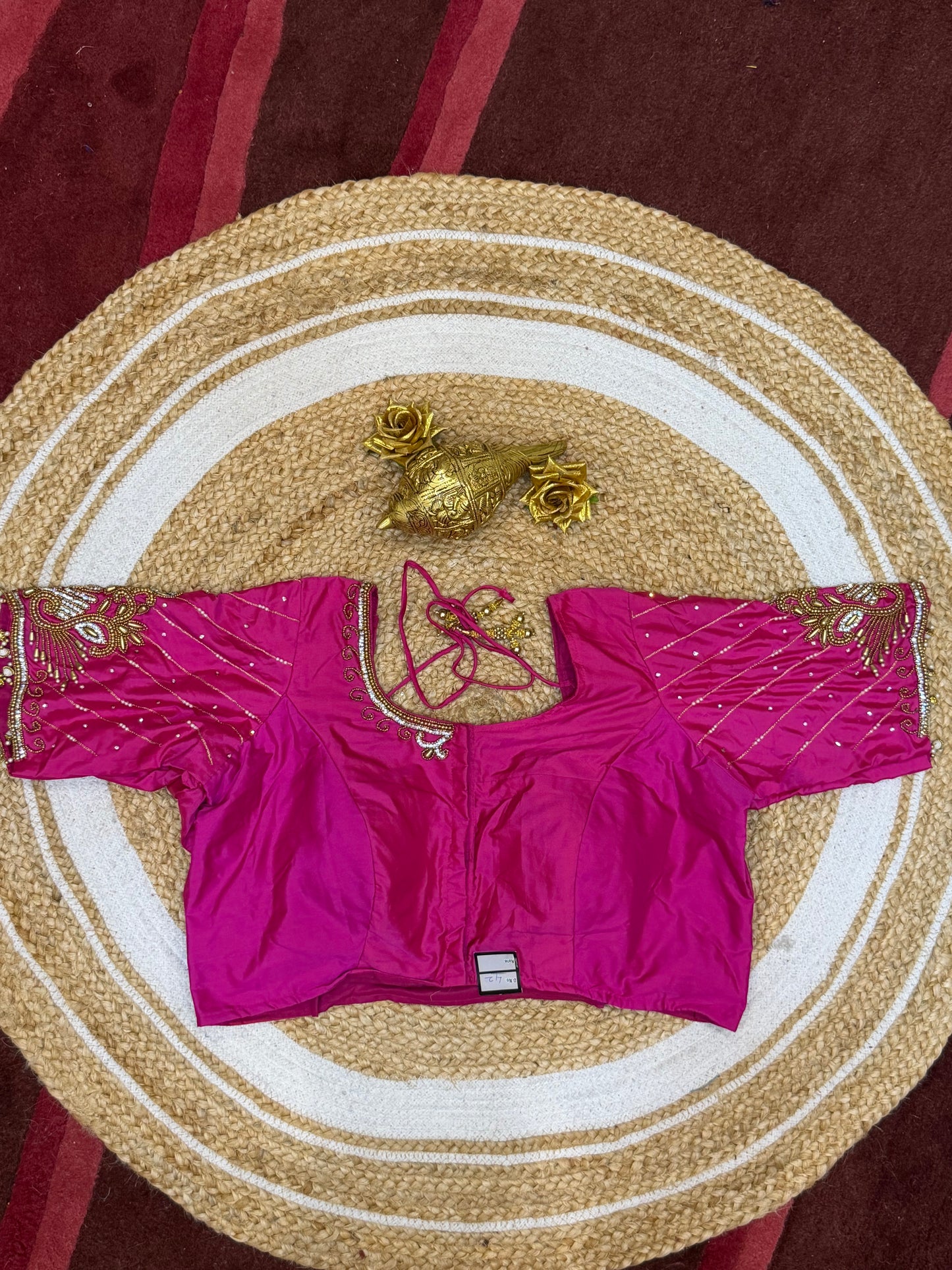 42” XL Size 12 size Aari Worked Sari Blouse Indian Saree Top PinkB150