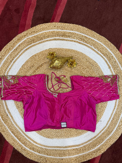 42” XL Size 12 size Aari Worked Sari Blouse Indian Saree Top PinkB150