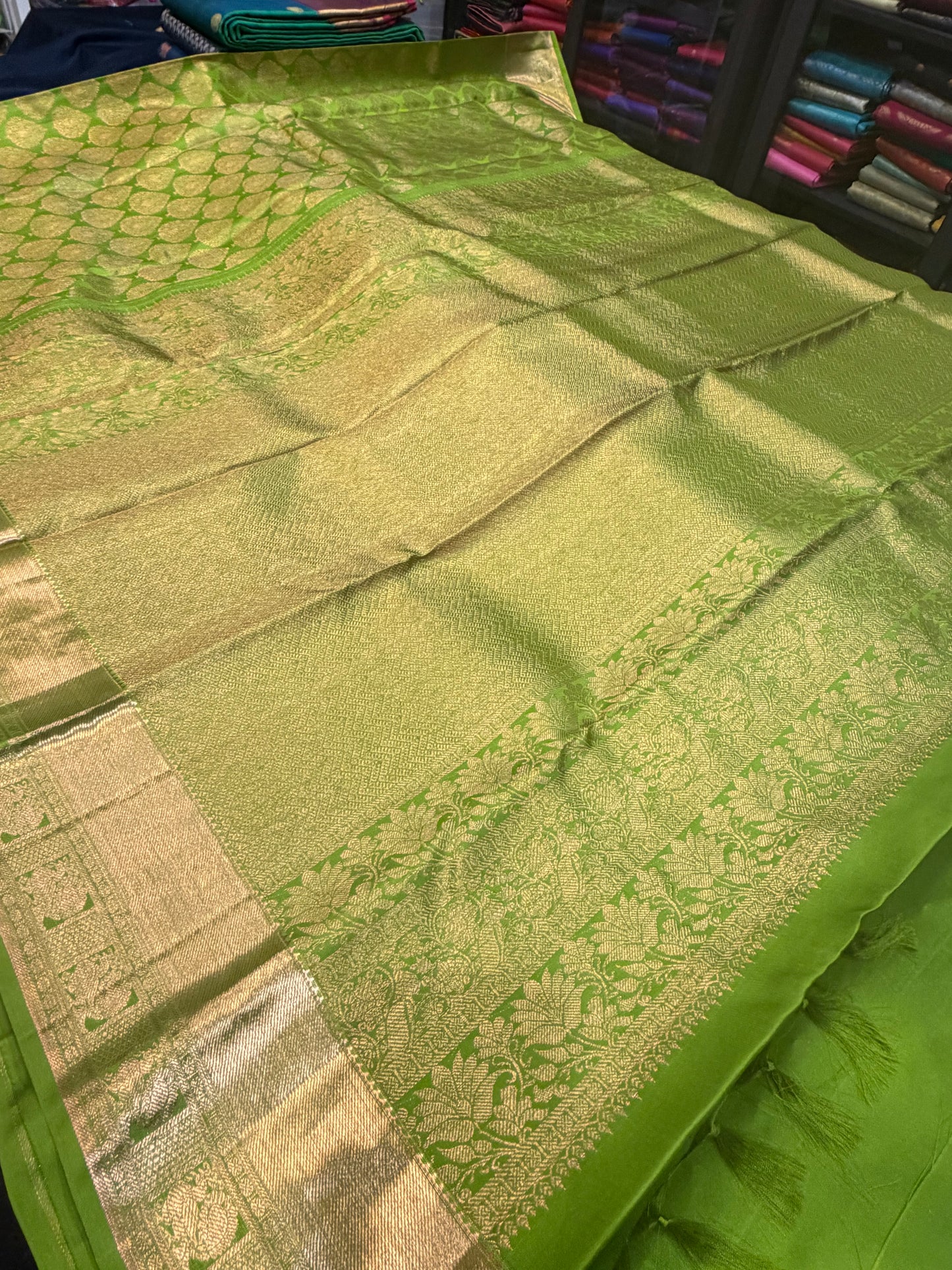 Kanchipuram Pure Silk handloom Saree Indian Kanjivaram Green Sari SPK428
