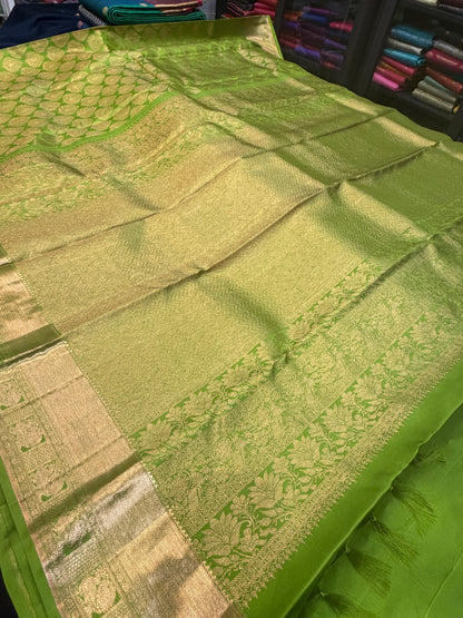 Kanchipuram Pure Silk handloom Saree Indian Kanjivaram Green Sari SPK428