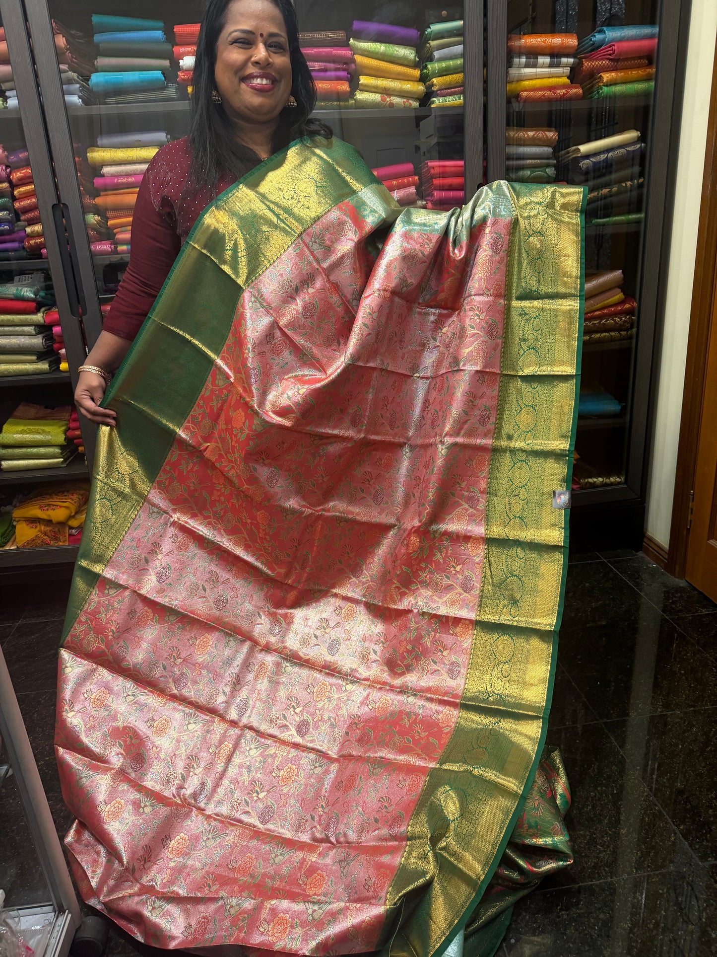 Semi Silk Saree Indian Bridal Kanjivaram Kanchipuram Sari Semi4