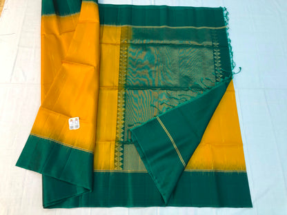 Kanchipuram Pattu Soft Silk Indian Saree Pure Silk Sari Yellow| SS28