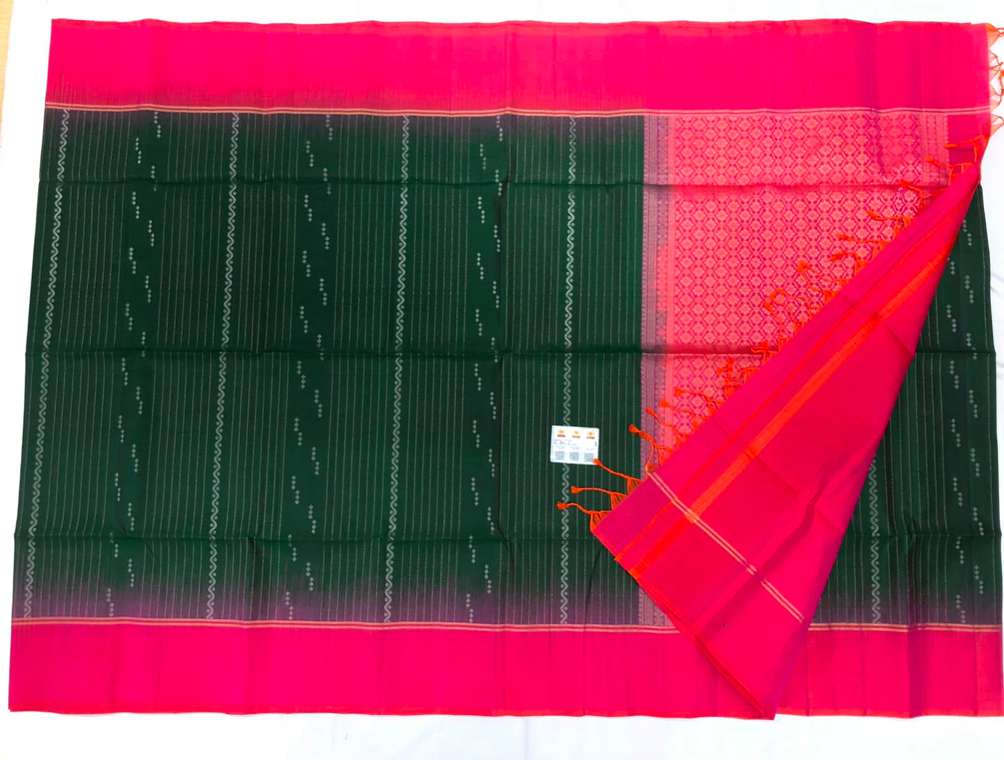 Pattu Soft Silk Indian Saree Pure Silk Sari Green Orangish Pink SS45