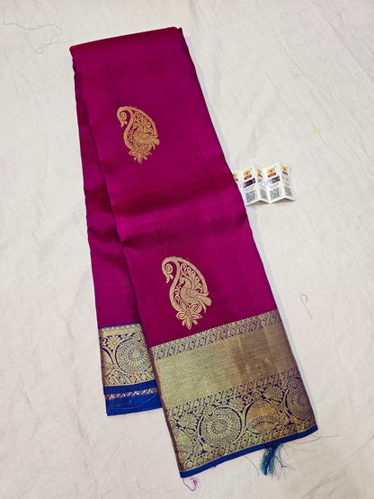 Kanchipuram Pure Silk Saree Bridal Pink Kanjivaram Sari SPK285